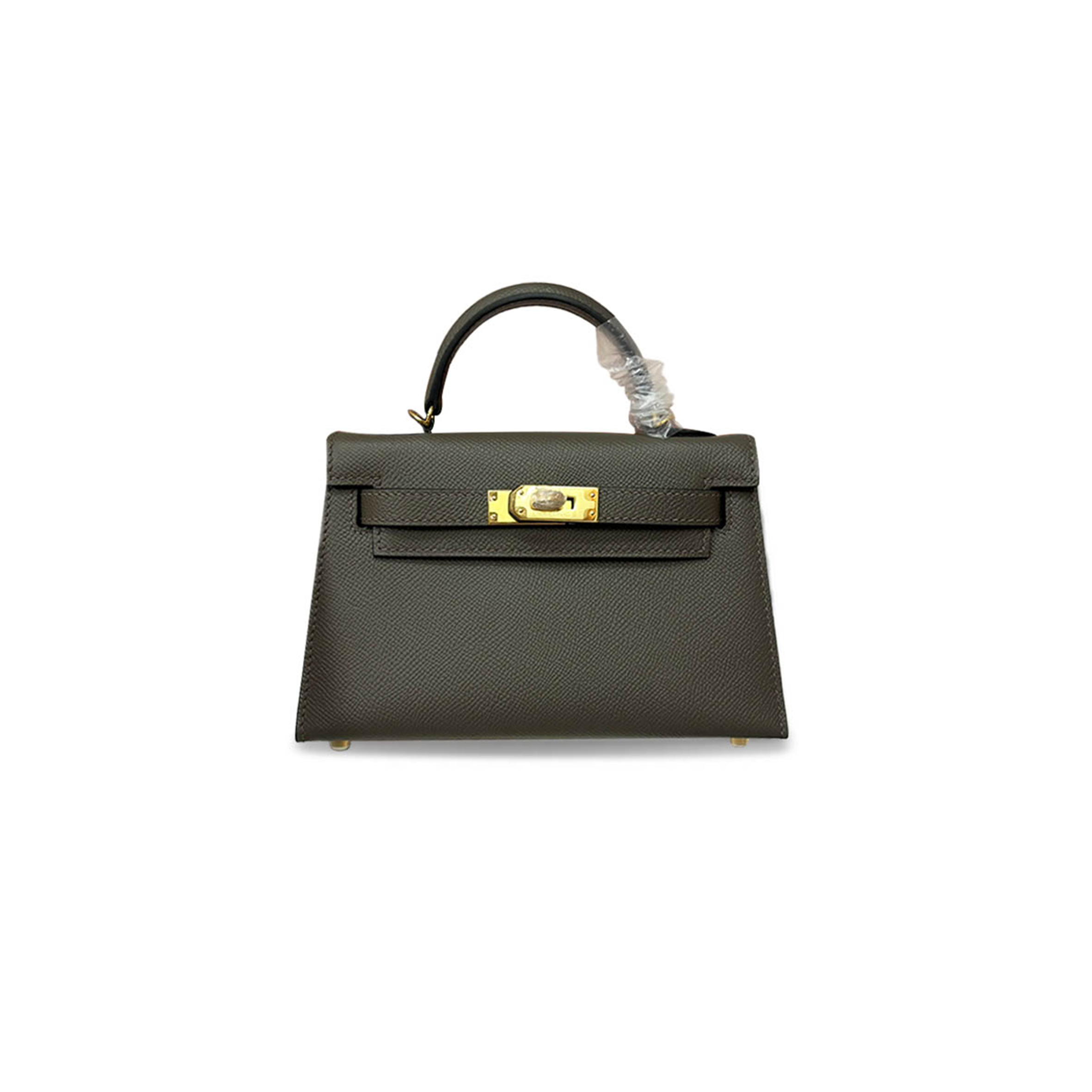 HERMÈS MASTER MINI KELLY II EPSOM PEWTER GRAY GOLD BUCKLE (19*12*5.5cm) 